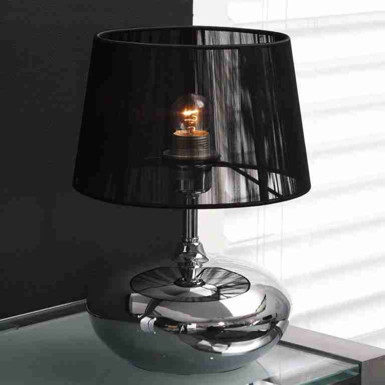 Tafellamp Takako 1 Lamps, chroom met zwarte kap