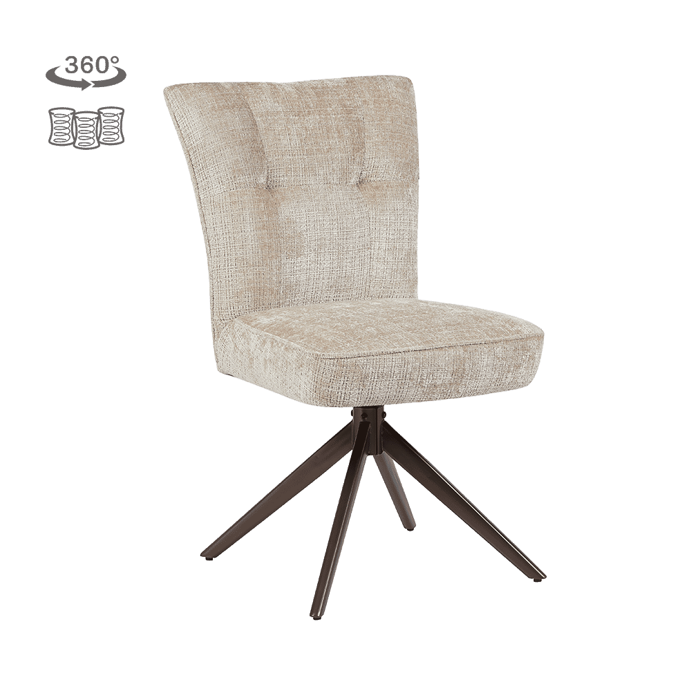 Tower Living Draaibare Eetkamerstoel Bardi Geweven stof - Beige/Bruin