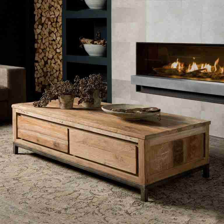 Tower Living Industri√´le Salontafel Veneti√´ met 4 laden - Bruin