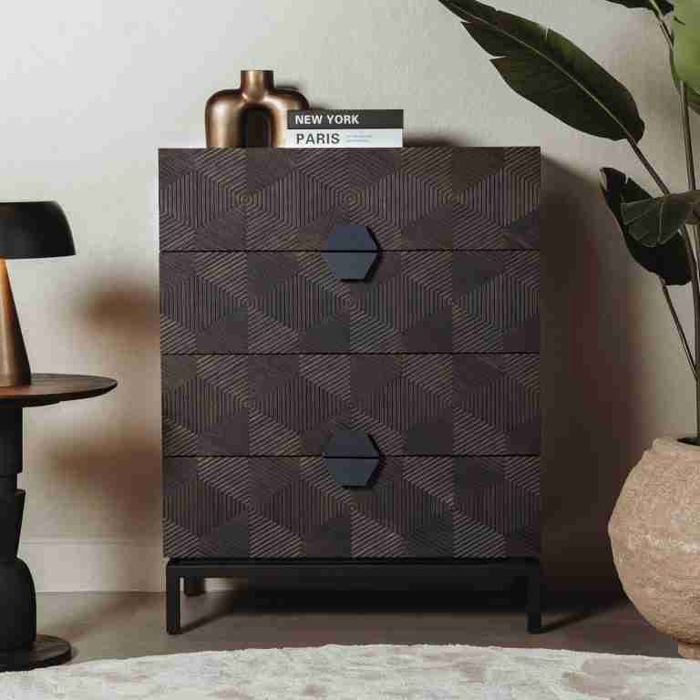 Tower Living Ladekast San Marino Eiken, Met 4 laden - Bruin