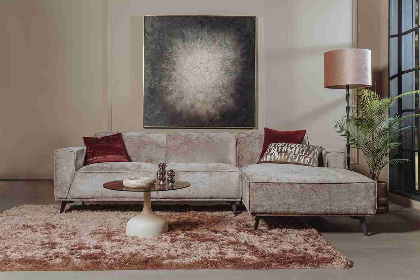 Tower Living Loungebank Leeds Rechts, 280cm, Touch-stof - Taupe