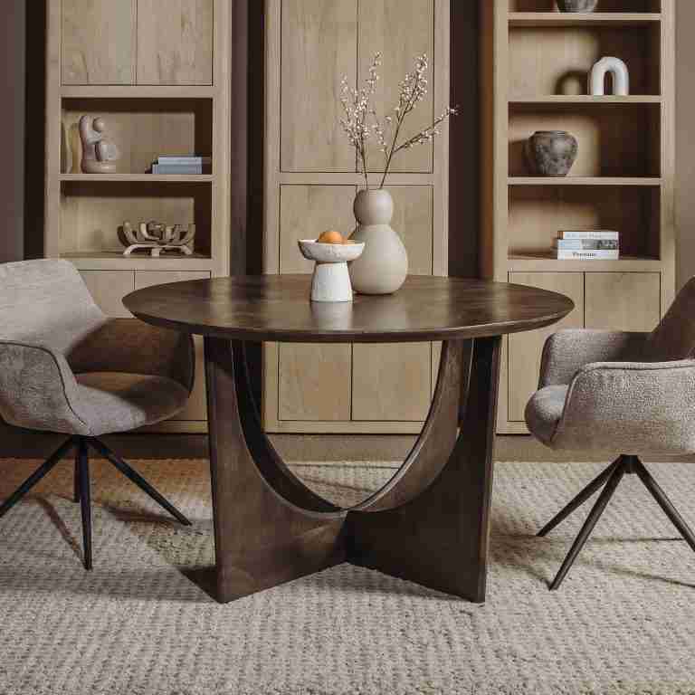 Tower Living Ronde Eettafel Fermo Mangohout, 130cm - Bruin