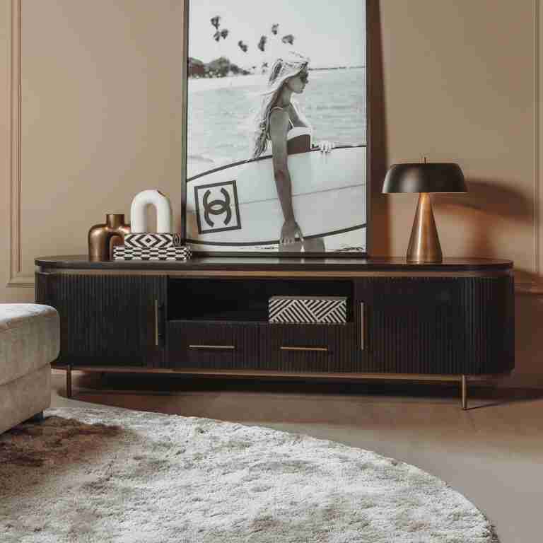 Tower Living TV-meubel Rivello Mangohout, 200cm - Zwart