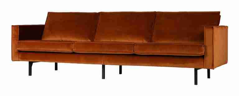 WOOOD Bank 3-zits Rodeo Velvet, 277cm - Roestbruin - BePureHome