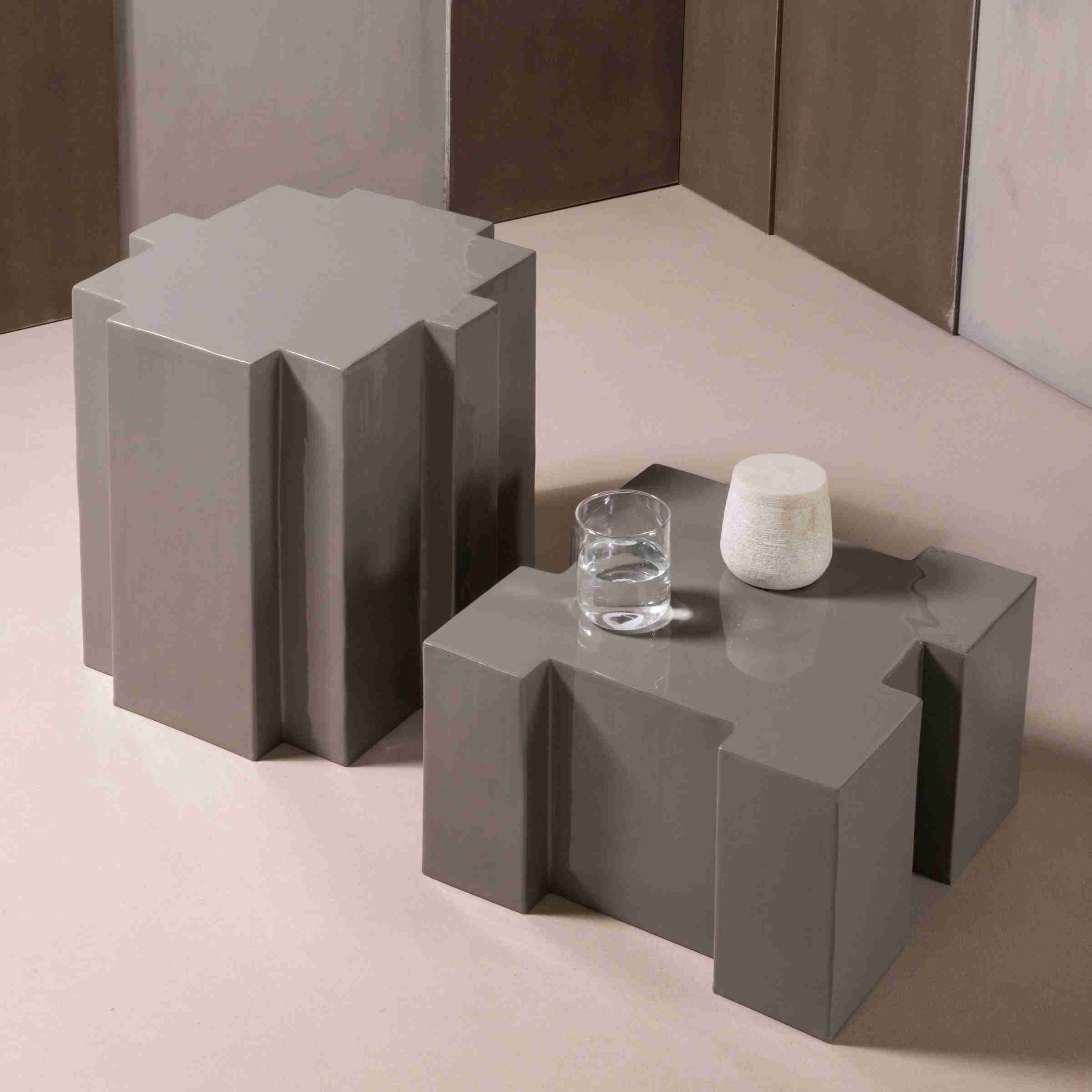 WOOOD Bijzettafel Jasmir Set van 2 stuks - Grijs