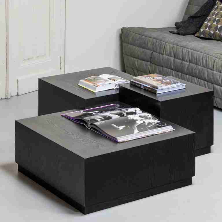WOOOD Bijzettafel Pim Essen, Set van 3 stuks - zwart - Exclusive