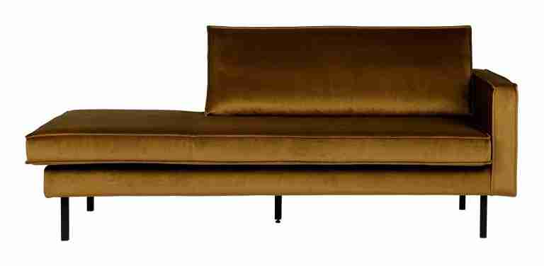 WOOOD Daybed Rodeo Rechts, Velvet - Honey (geel) - BePureHome