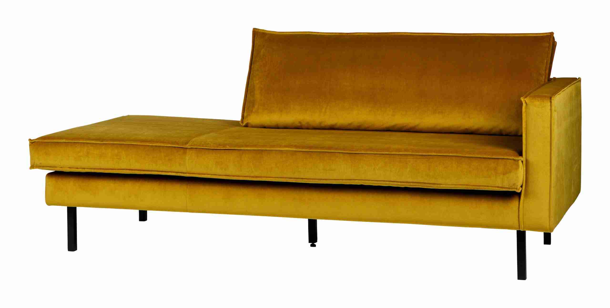 WOOOD Daybed Rodeo Rechts, Velvet - Oker - BePureHome