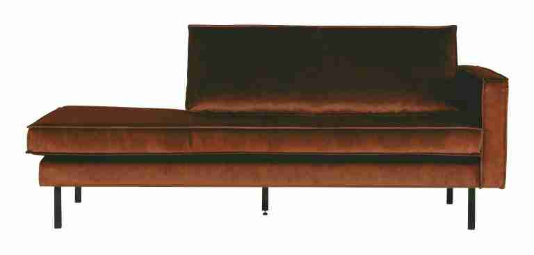WOOOD Daybed Rodeo Rechts, Velvet - Roest - BePureHome