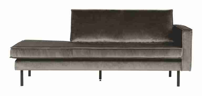 WOOOD Daybed Rodeo Rechts, Velvet - Taupe - BePureHome