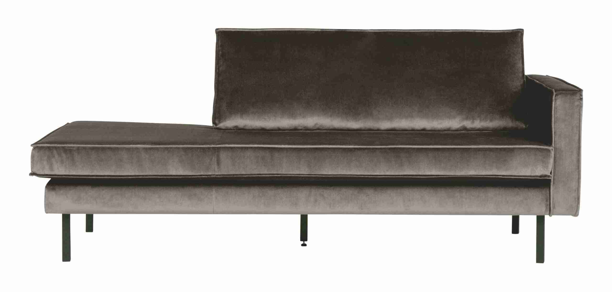 WOOOD Daybed Rodeo Rechts, Velvet - Taupe - BePureHome