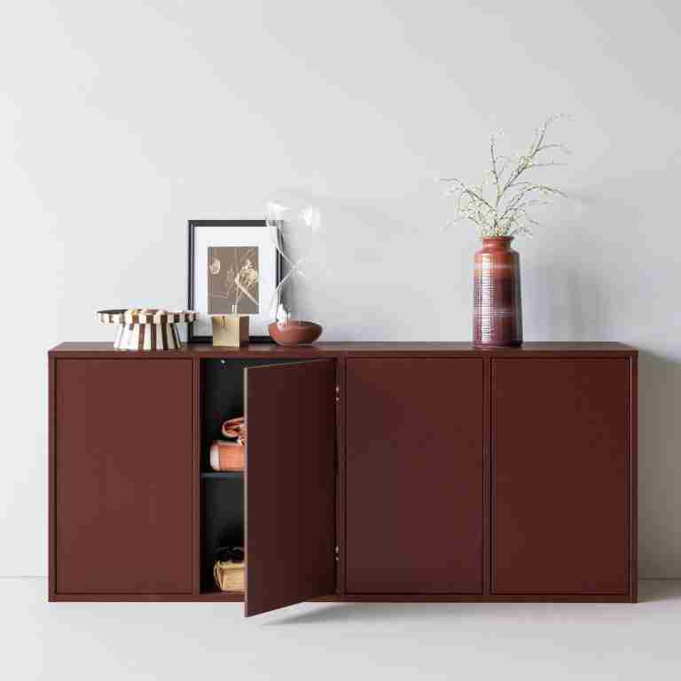 WOOOD Dressoir Merel Grenenhout, 198cm - Bordeaux