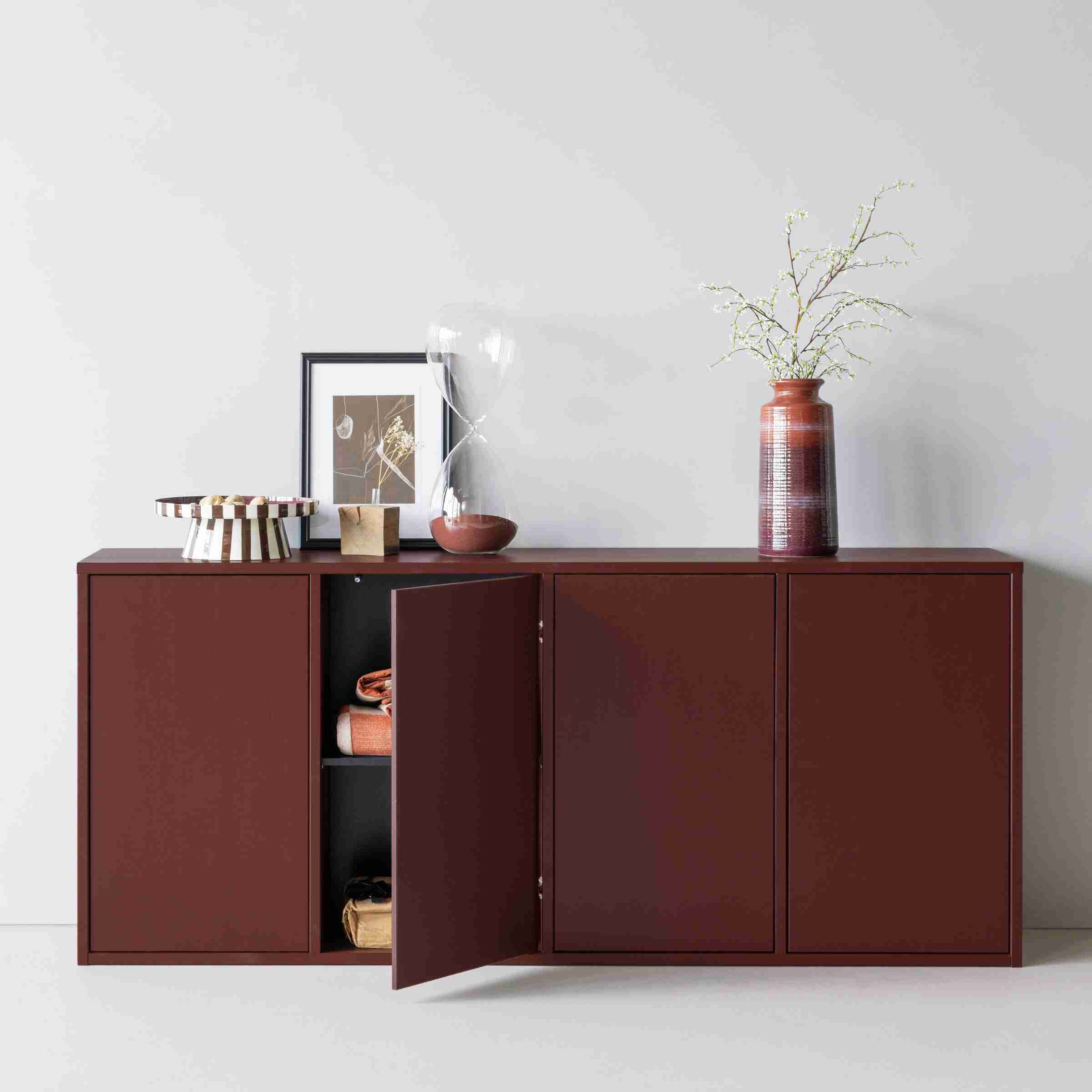 WOOOD Dressoir Merel Grenenhout, 198cm - Bordeaux
