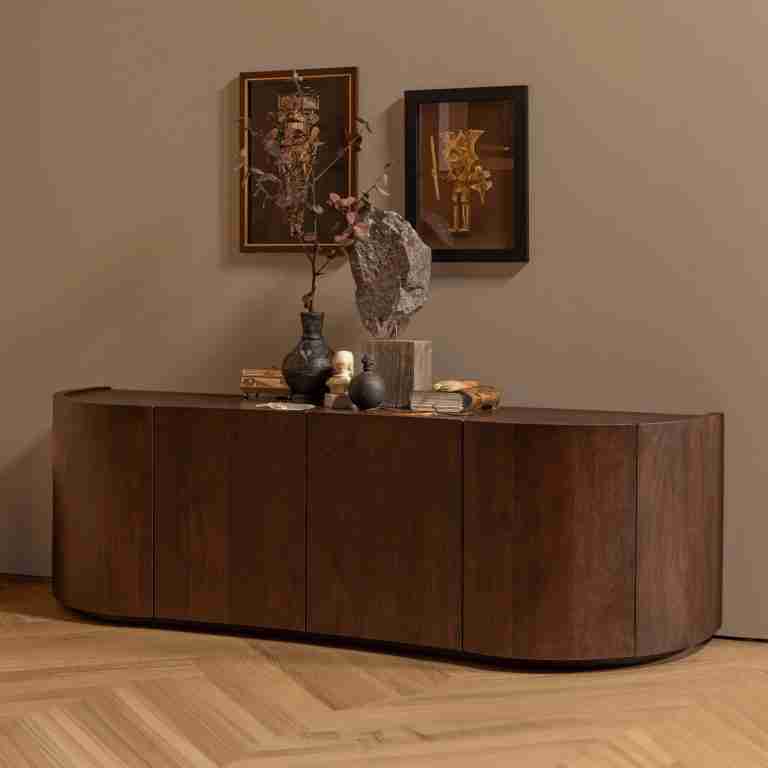 WOOOD Dressoir Sense Mangohout, 160cm - Walnoot - Japandi - BePureHome