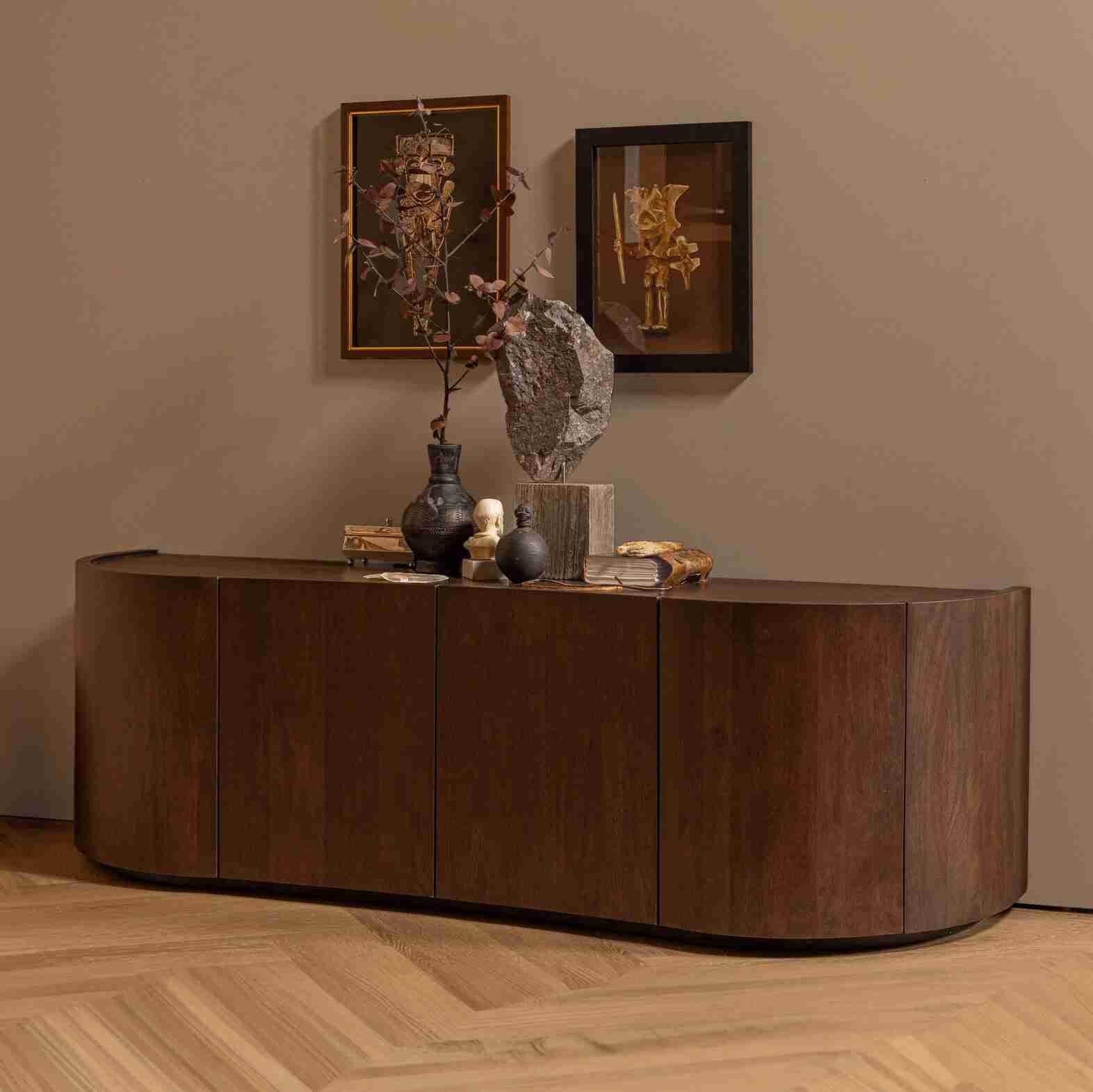 WOOOD Dressoir Sense Mangohout, 160cm - Walnoot - Japandi - BePureHome