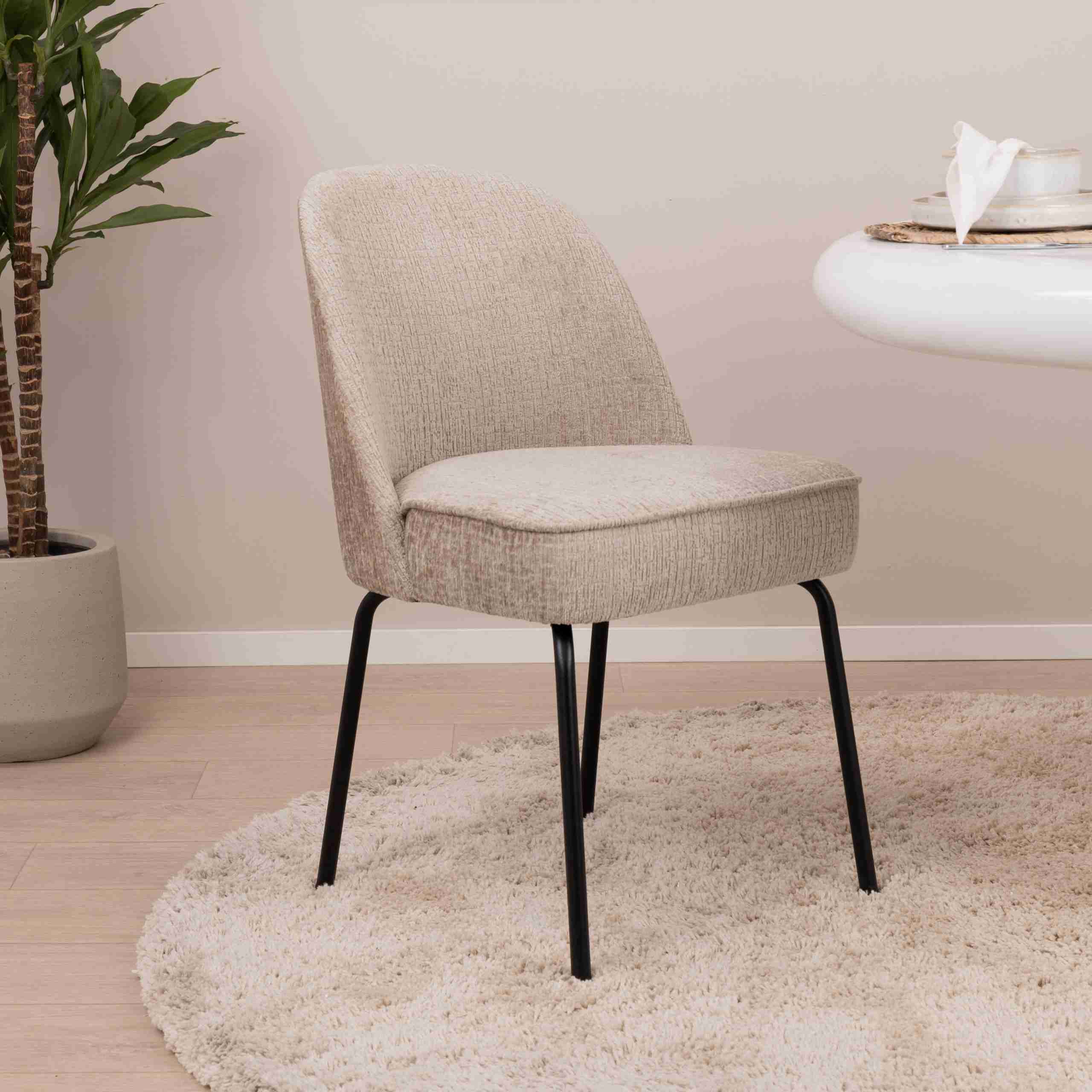 WOOOD Eetkamerstoel Vogue Structure Velvet - Wheatfield - BePureHome