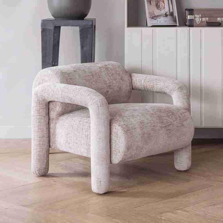 WOOOD Fauteuil Lenny Structure Velvet - Zand - Exclusive
