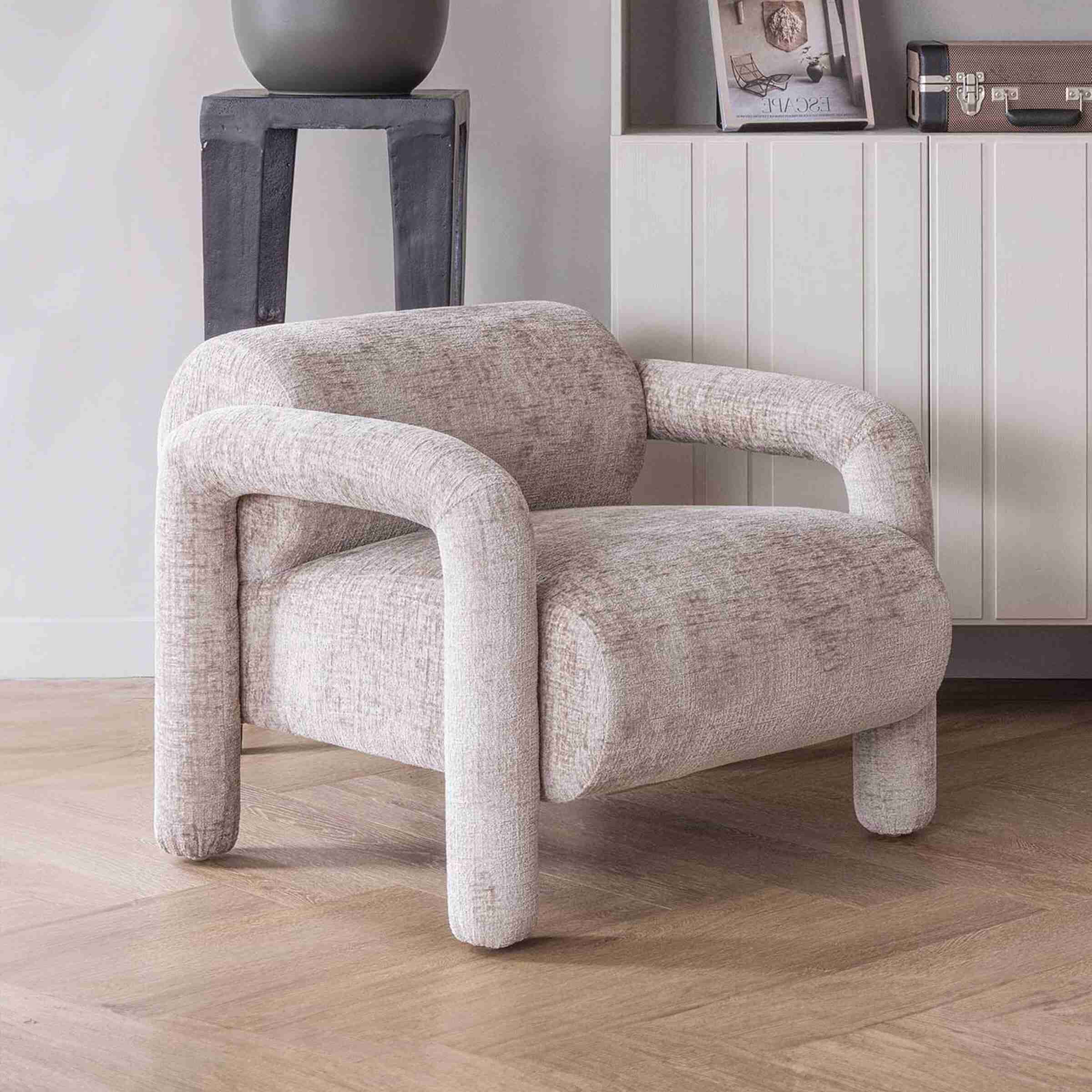 WOOOD Fauteuil Lenny Structure Velvet - Zand - Exclusive