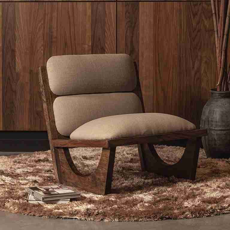 WOOOD Fauteuil Opulent Bouclé en Acaciahout - Naturel - Japandi - BePureHome