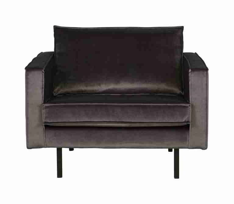 WOOOD Fauteuil Rodeo Velvet - Antraciet - BePureHome