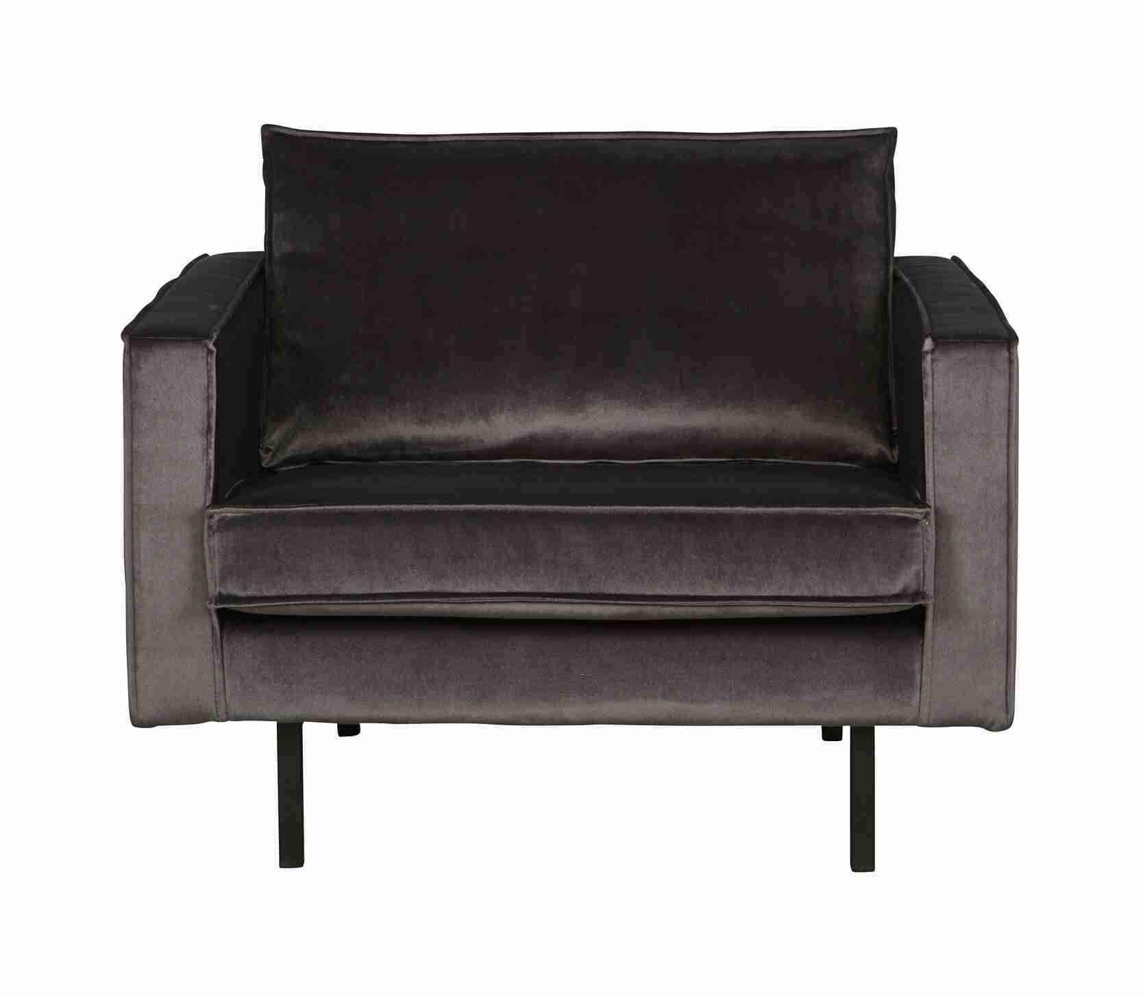 WOOOD Fauteuil Rodeo Velvet - Antraciet - BePureHome