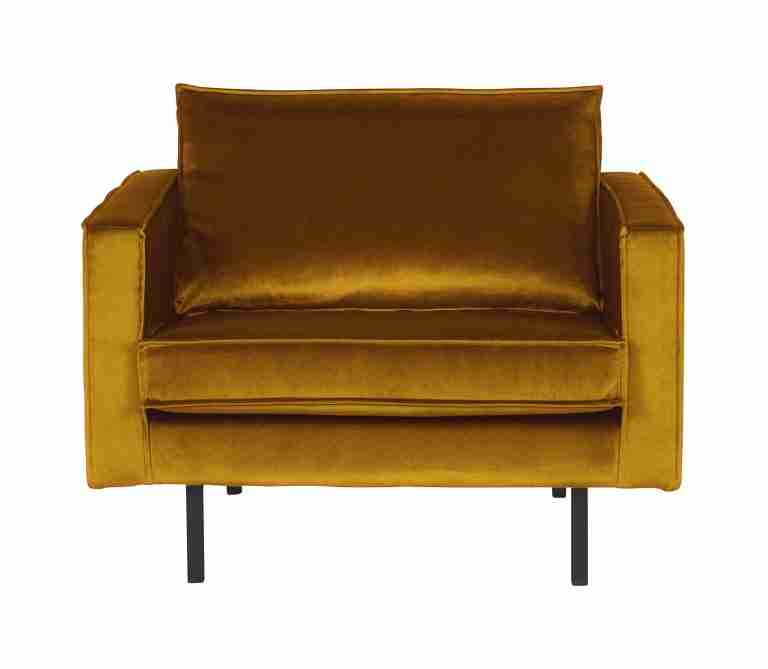 WOOOD Fauteuil Rodeo Velvet - Oker - BePureHome