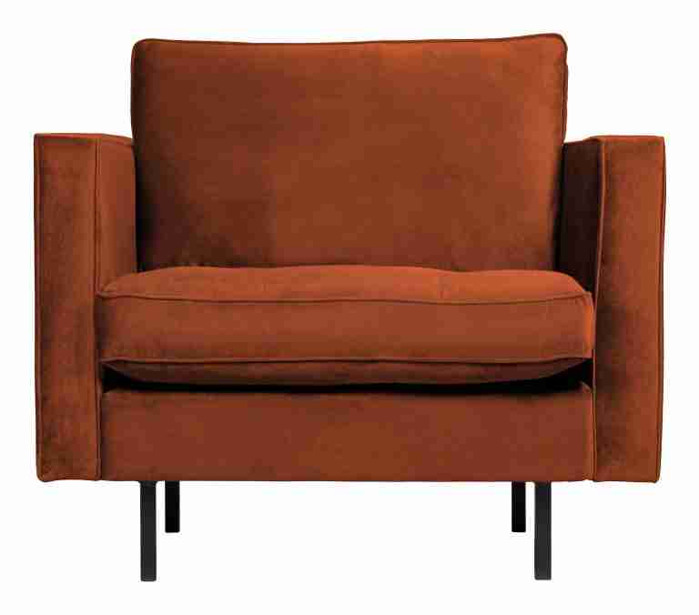 WOOOD Fauteuil Rodeo Velvet - Roestbruin - BePureHome