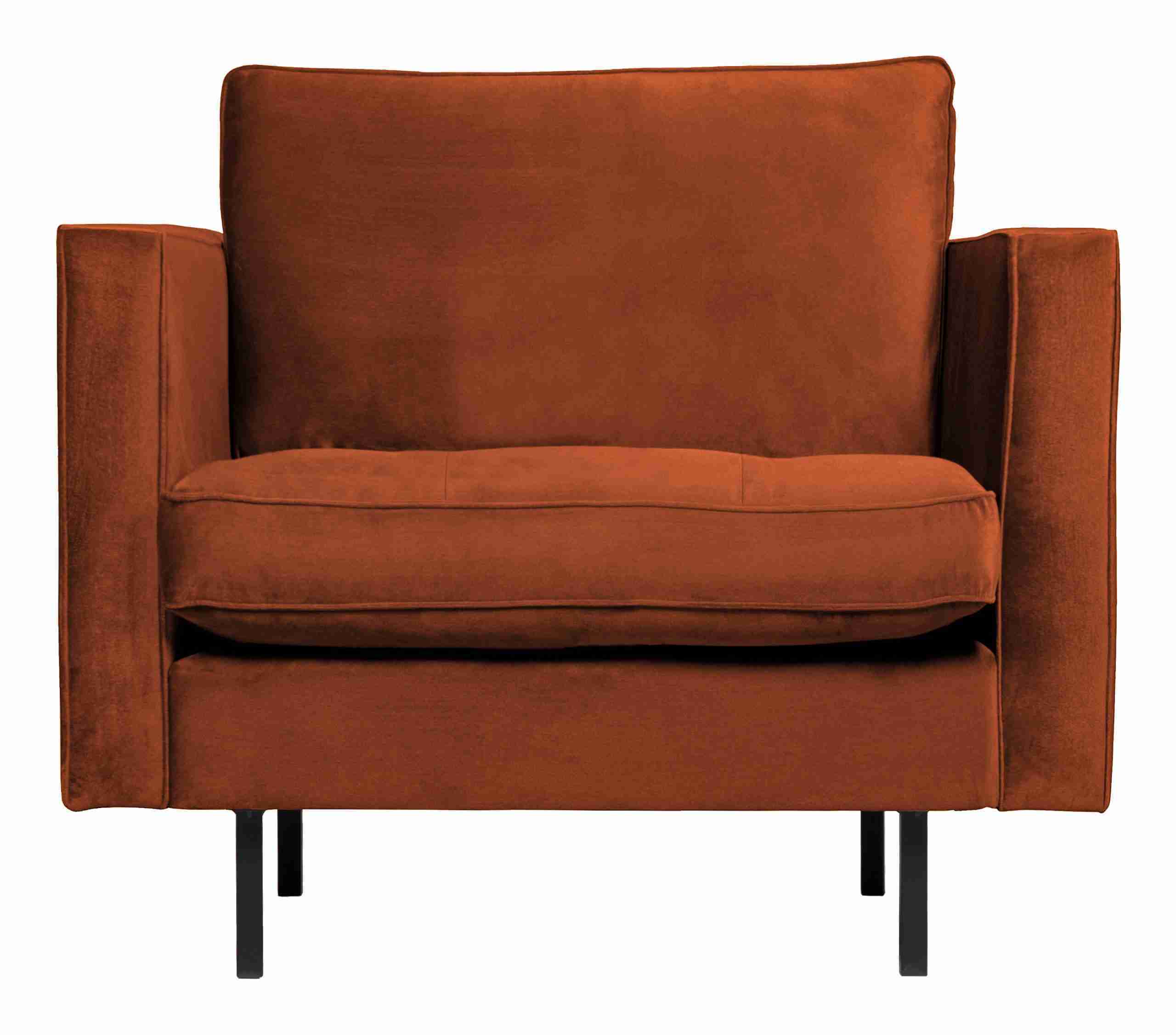 WOOOD Fauteuil Rodeo Velvet - Roestbruin - BePureHome