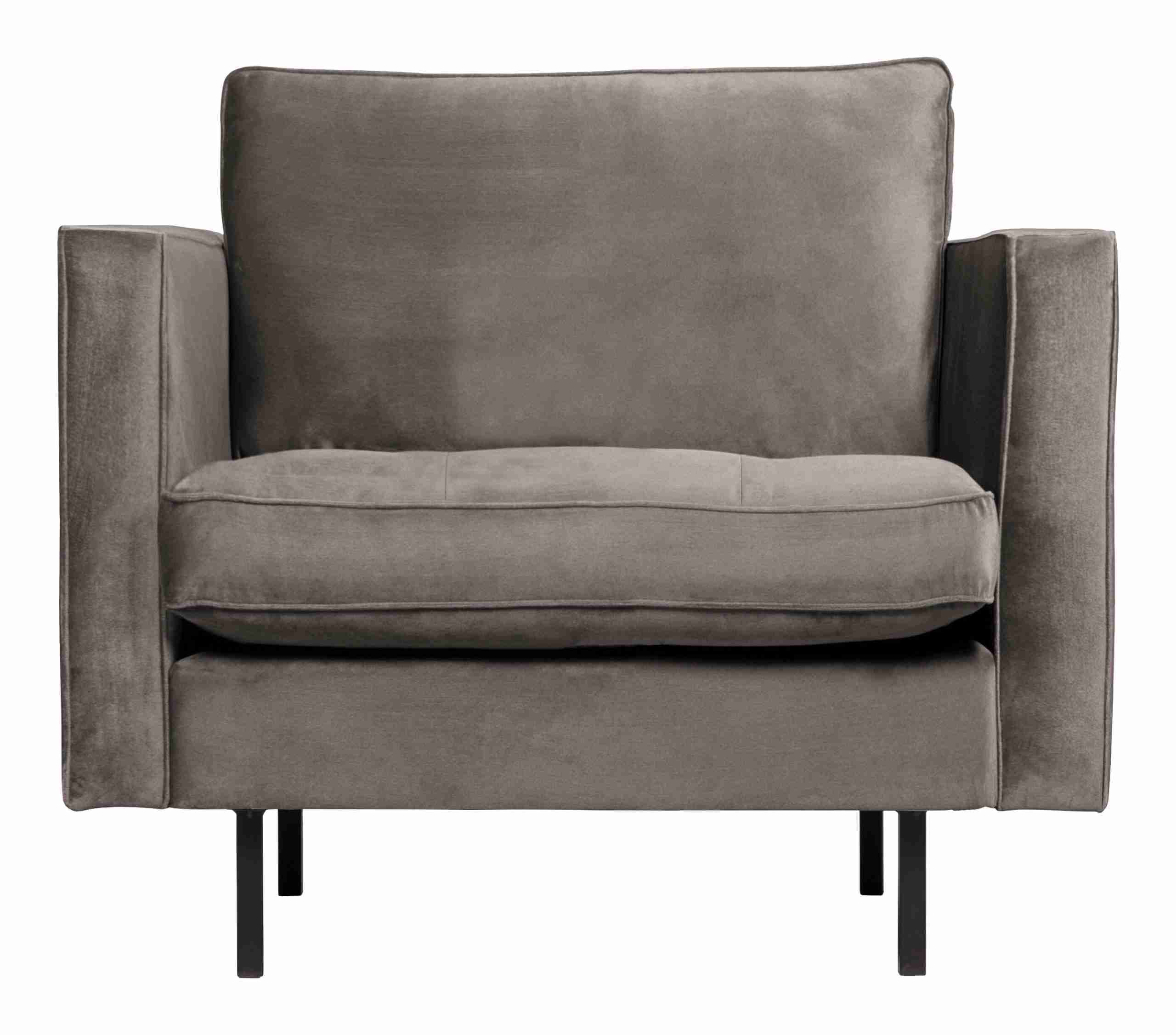 WOOOD Fauteuil Rodeo Velvet - Taupe - BePureHome
