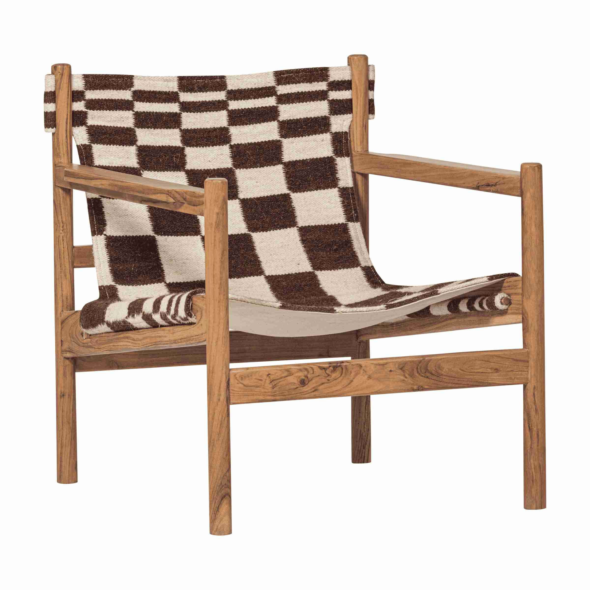 WOOOD Fauteuil Zano Kelim stof en acaciahout - Bruin