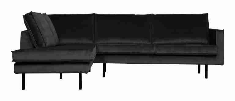 WOOOD Hoekbank Rodeo Links, Velvet - Antraciet - BePureHome