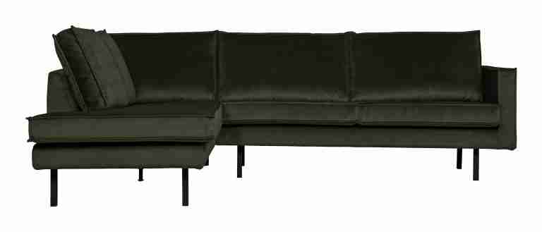 WOOOD Hoekbank Rodeo Links, Velvet - Dark Green - BePureHome