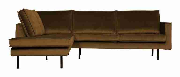 WOOOD Hoekbank Rodeo Links, Velvet - Honing Geel - BePureHome