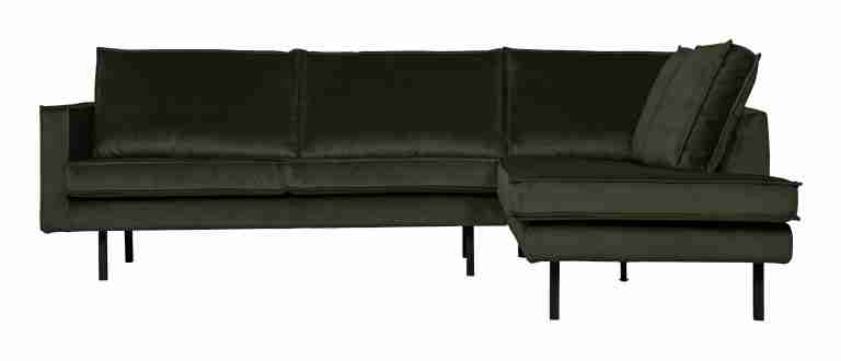 WOOOD Hoekbank Rodeo Rechts, Velvet - Dark Green - BePureHome