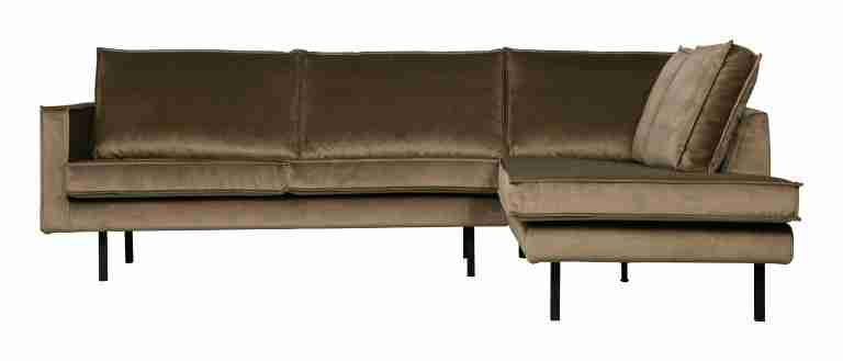 WOOOD Hoekbank Rodeo Rechts, Velvet - Taupe - BePureHome