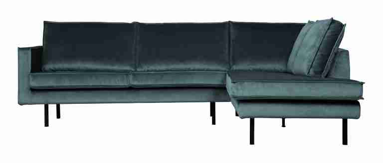 WOOOD Hoekbank Rodeo Rechts, Velvet - Teal - BePureHome