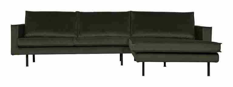 WOOOD Loungebank Rodeo Rechts, Velvet - Dark Green - BePureHome