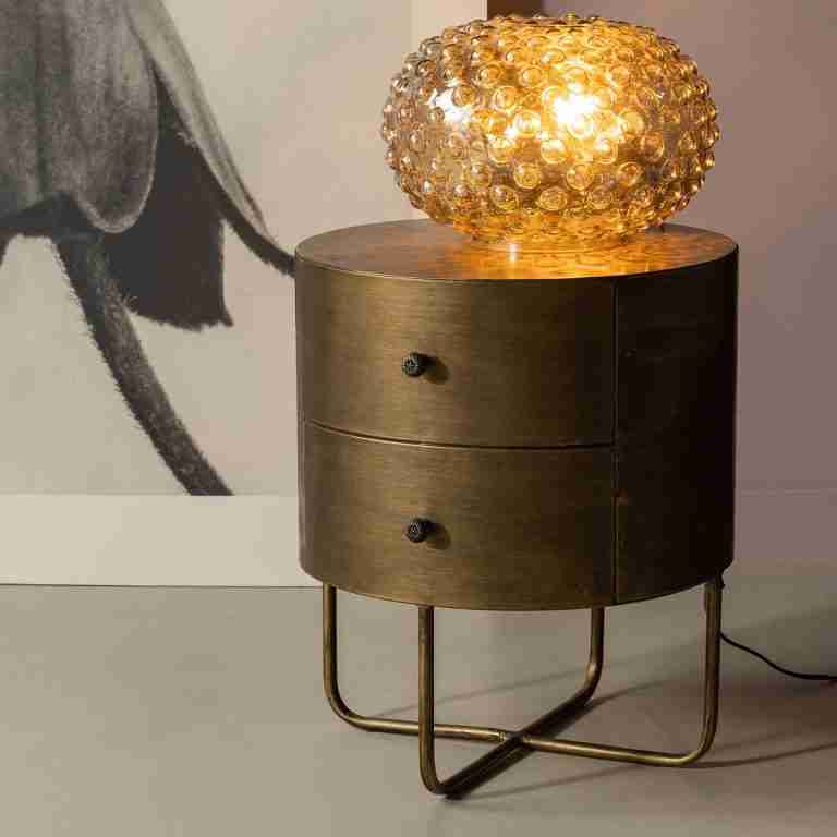 WOOOD Nachtkastje Glossy Met 2 lades - Antique Brass - BePureHome