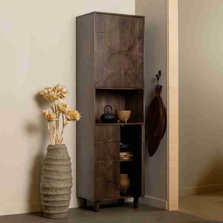 WOOOD Opbergkast Draw Mangohout, 200 x 60cm - Walnoot - Japandi - BePureHome