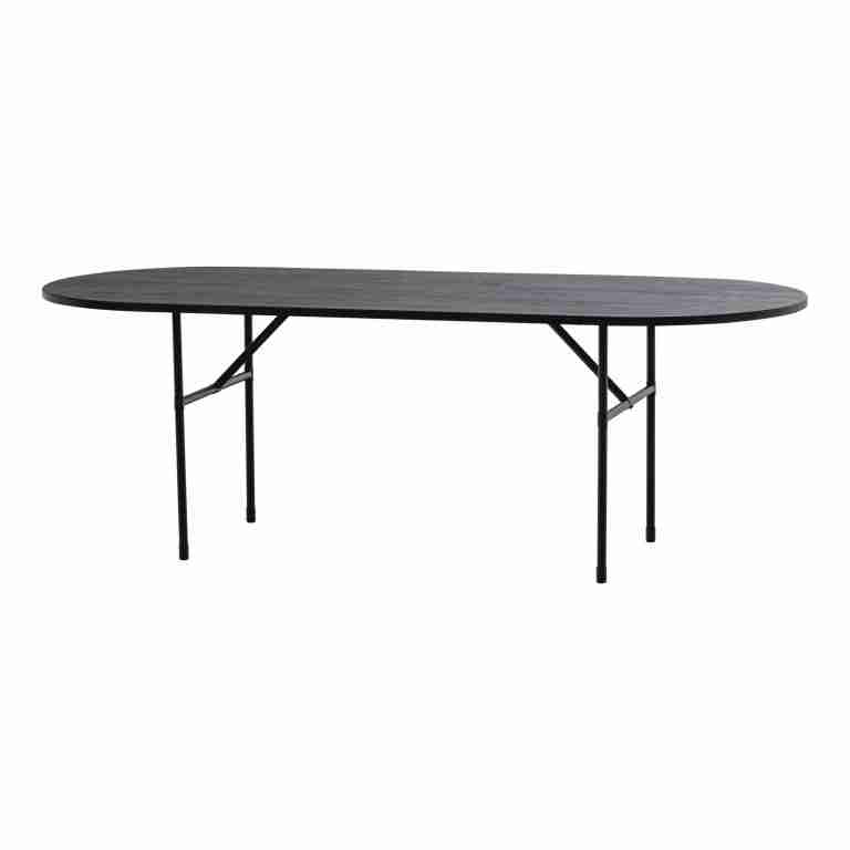 WOOOD Ovale Eettafel Arthur Eikenhout, 220 x 90cm - Zwart - Ovaal