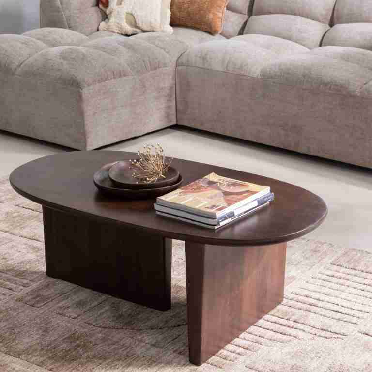 WOOOD Ovale Salontafel Seam Mangohout, 110 x 60cm - Walnoot - Ovaal