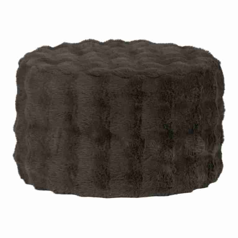 WOOOD Poef Olven Fluffy stof - Bruin