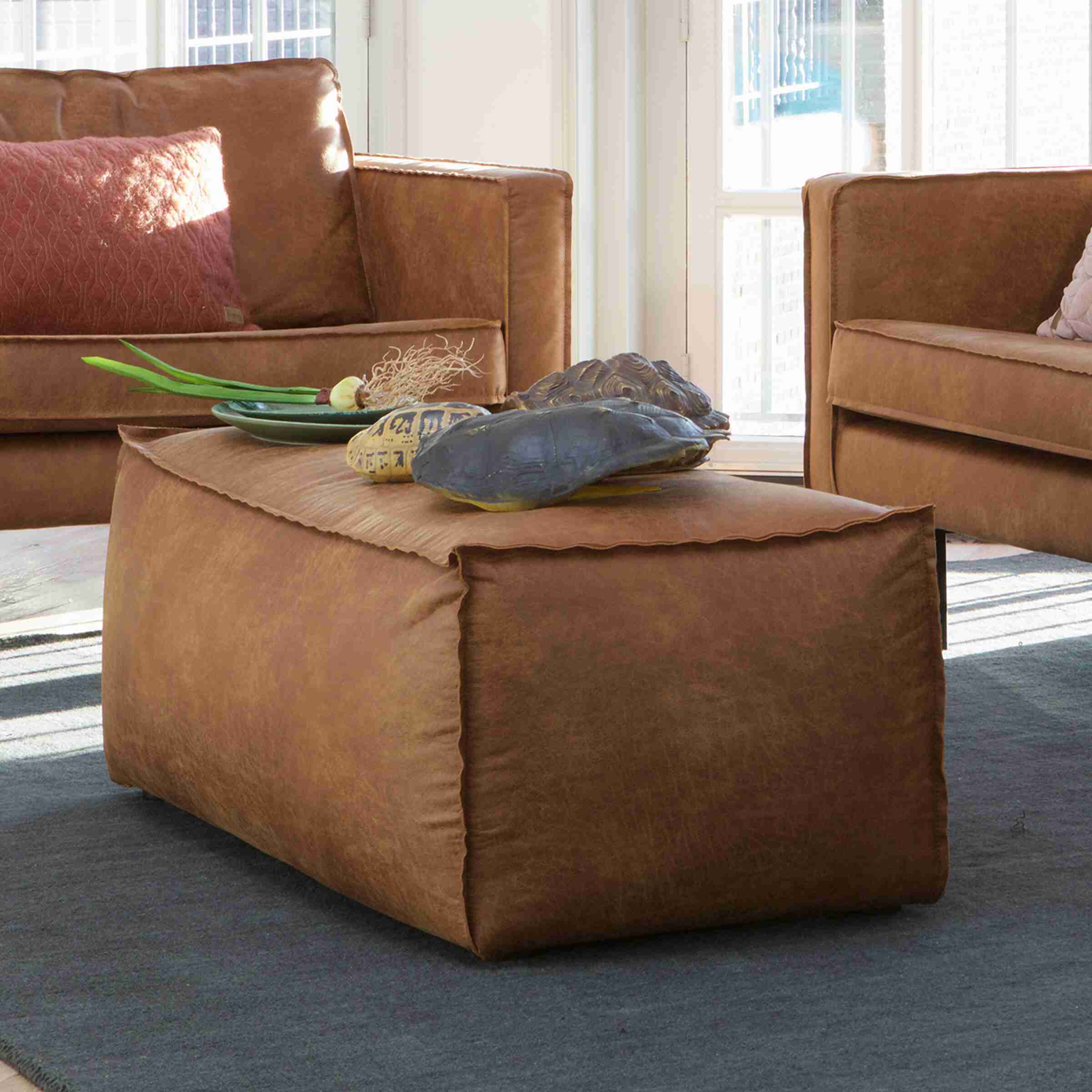 WOOOD Poef Rodeo Cognac - BePureHome