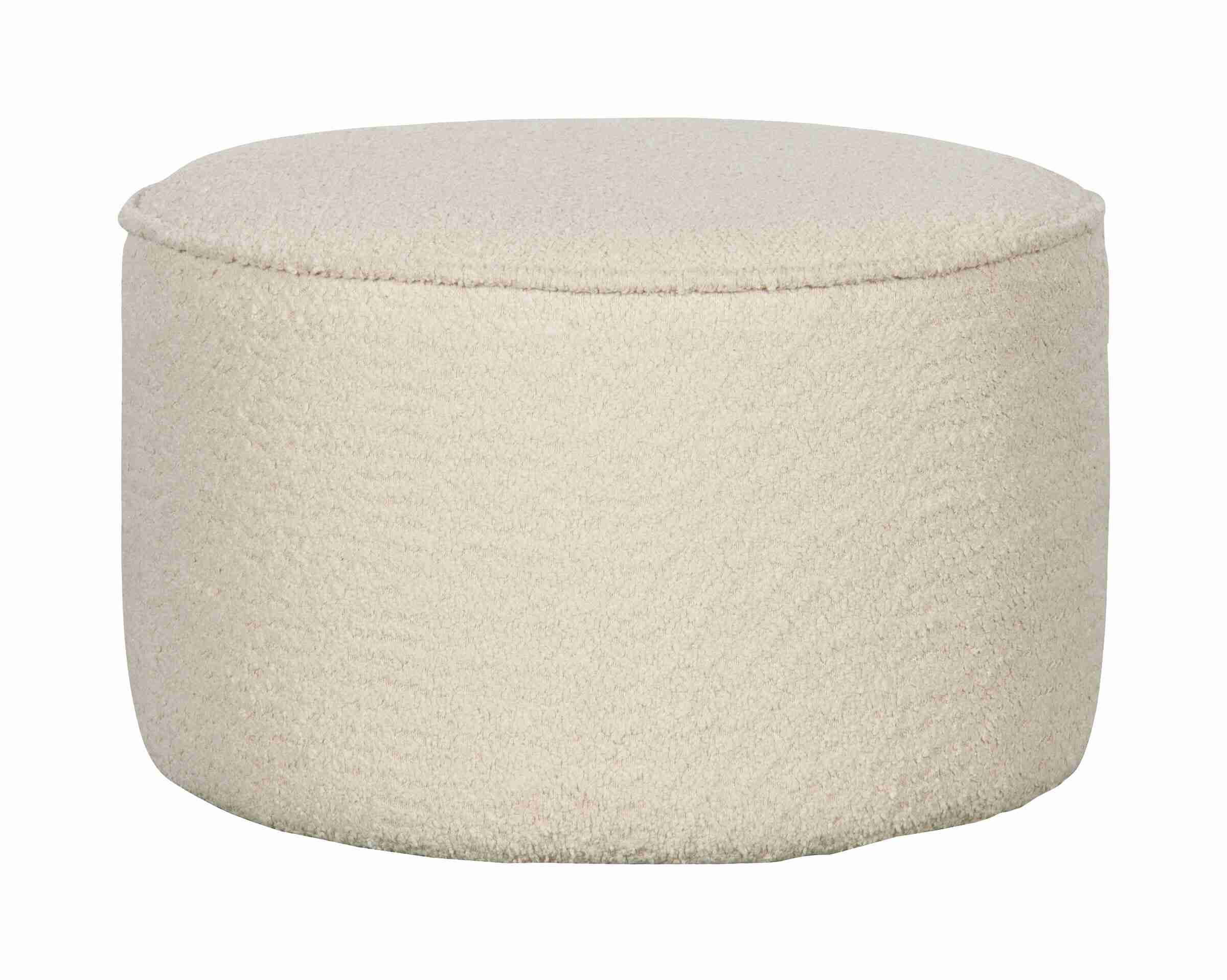 WOOOD Poef Sara Laag, Bouclé - Crëme
