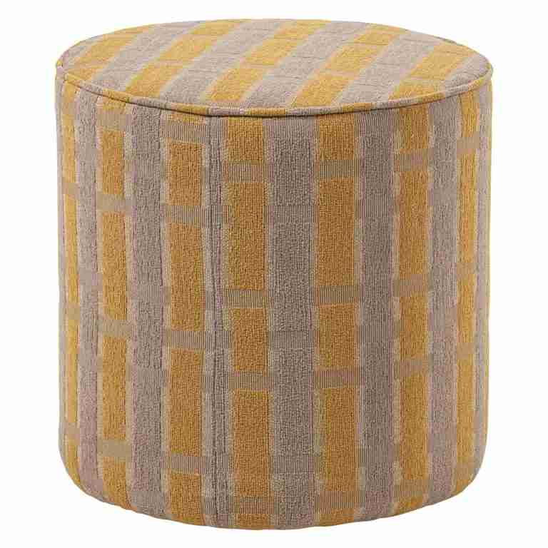 WOOOD Poef Sarli 46cm hoog, Chenille - Taupe/Geel