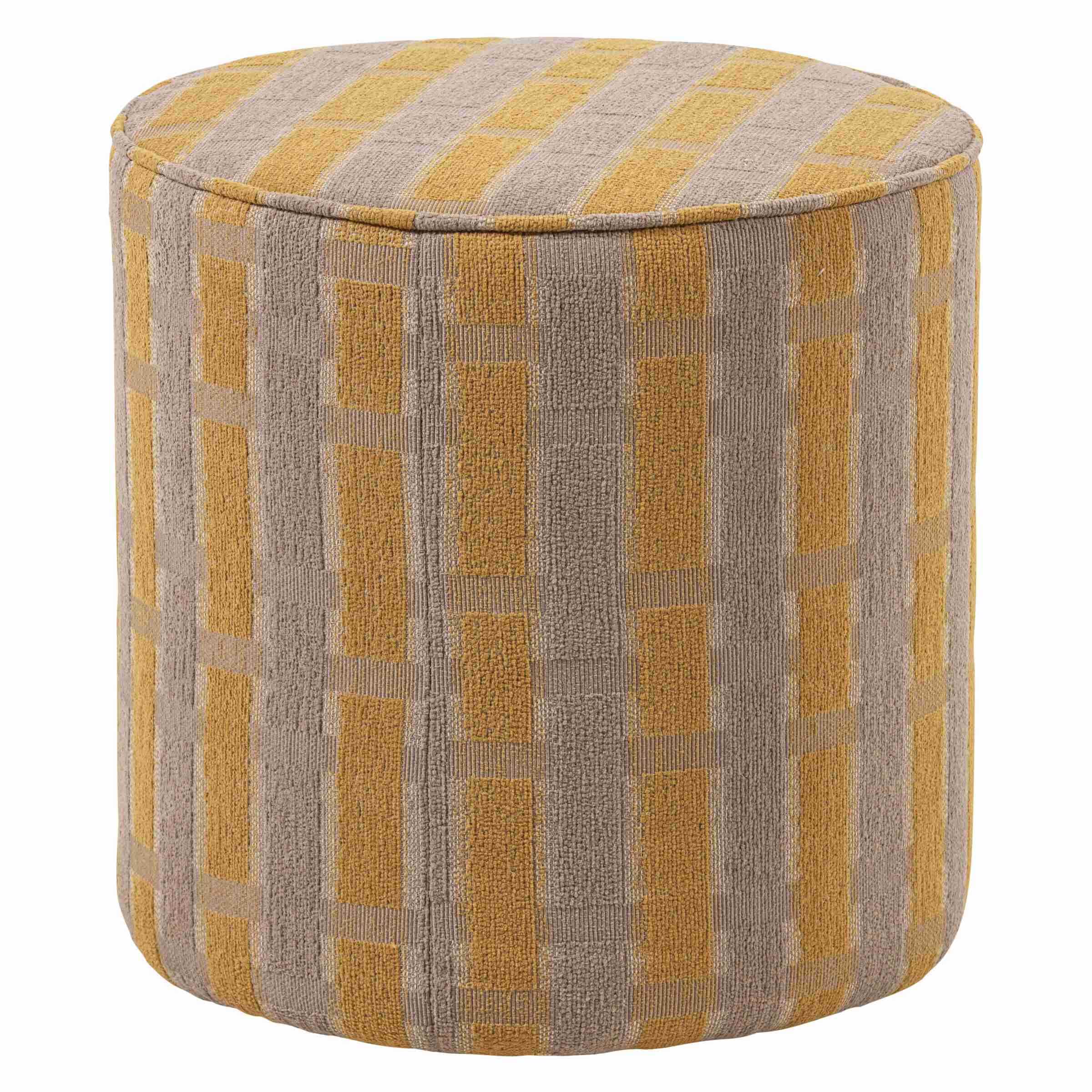 WOOOD Poef Sarli 46cm hoog, Chenille - Taupe/Geel