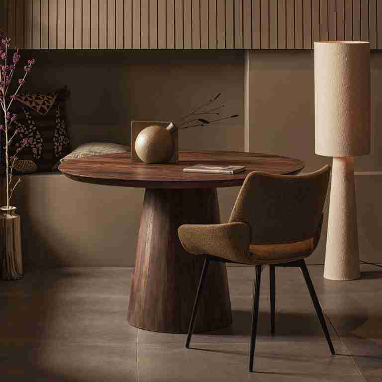 WOOOD Ronde Eettafel Limit Mangohout, 130cm - walnoot - BePureHome
