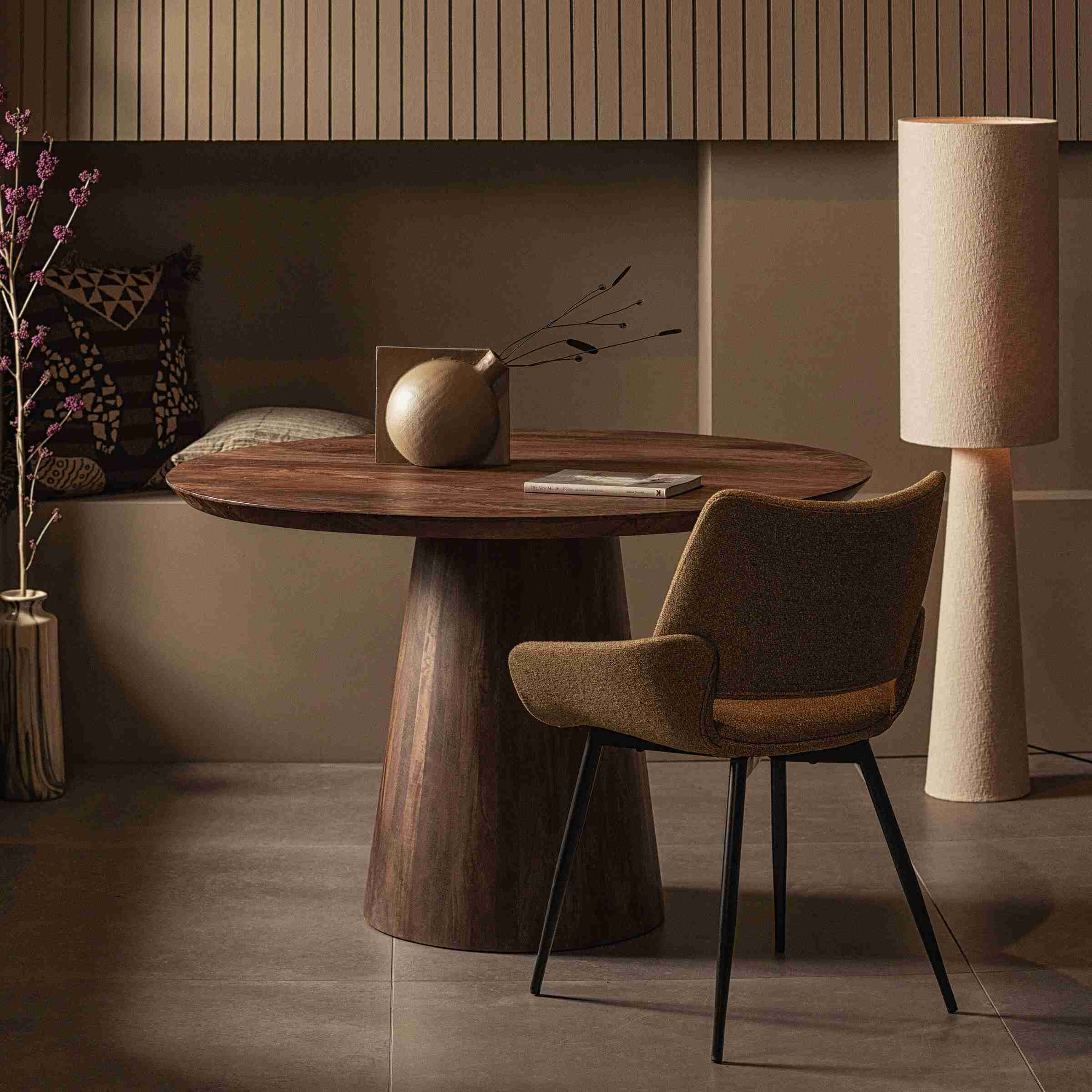 WOOOD Ronde Eettafel Limit Mangohout, 130cm - walnoot - BePureHome