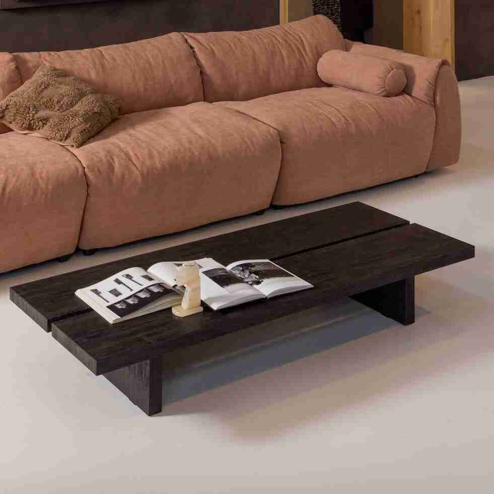 WOOOD Salontafel Lion MDF 140 x 60cm - donkerbruin - Japandi - Exclusive