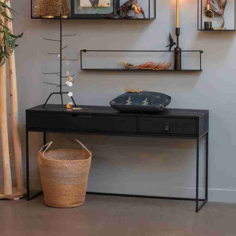 WOOOD Sidetable Silas 140cm - Zwart - Exclusive